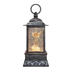 Silvery Angel with Dove Glitter Lantern 10.5"