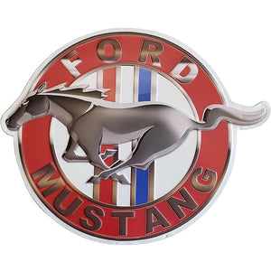 Vintage Ford Mustang Logo Embossed Metal Sign