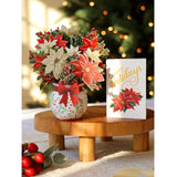 Festive Poinsettias Fresh Cut Paper Flowers Pop-Up Mini Bouquet