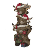 12.8" Triple Stacked Holiday Highland Cow Figurine