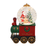 7.125" Santa Christmas Eve Glitter Train Water Globe