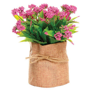 Dark Pink No Petal Flower in Burlap Bag