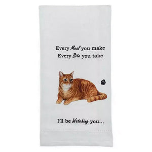 Kitchen Towel Every Bite You Take I'll Be Watching You Orange Tabby