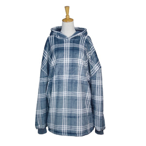 Sapphire Plaid Oversized Blanket Pullover