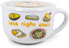  Silver Buffalo Sanrio Gudetama Burp Late Night Snack Lazy Egg Ceramic Soup Mug with Vented Plastic Lid, 24 Ounces (Front)