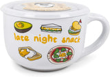  Silver Buffalo Sanrio Gudetama Burp Late Night Snack Lazy Egg Ceramic Soup Mug with Vented Plastic Lid, 24 Ounces (Front)