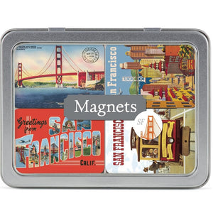 Vintage San Francisco Graphics 24 Assorted Magnets in a Tin Box