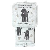 Labradoodle Black Dog Lover's Oven Mitt, Potholder, and Kitchen Towel Set, 100% Cotton