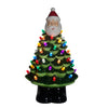 14" Light Up Ceramic Green Tree with Santa Top