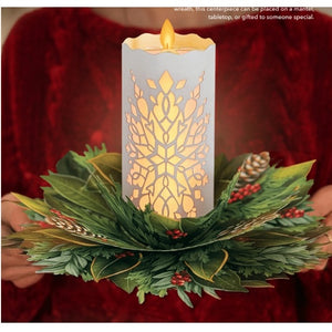 Holiday Candle Light Up Fresh Cut Paper Flowers Pop-Up Bouquet