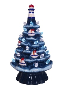 7.125" Ceramic Lighthouse LED Tree - At Home by Mirabeau