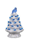 7.5" Iridescent White Ceramic LED Lighted Tree with Bluebird