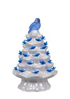 7.5" Iridescent White Ceramic LED Tree with Bluebird Bulbs - At Home by Mirabeau