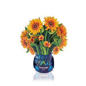 Mini Sunflower Fresh Cut Paper Flowers Pop-Up Bouquet