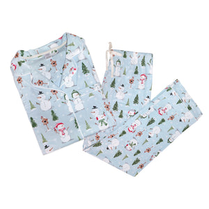 Winter Wonderland Soft Blue Button Down Loungewear Set