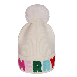 Festive Flair Merry Chenille Letter Beanie