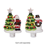 6.5" Santa and Snowman with Tree Ceramic Nightlight
