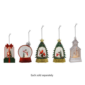 5" Mini LED Lighted Glitter Water Lantern Ornaments