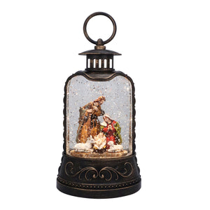 9.6" Holy Family with Animals Nativity Glitter Lantern
