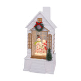 9.875" Joyful Snowman Family Village Glitter House