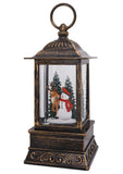10.5" Winter Woodland Friends Snowman and Deer Glitter Water Lantern