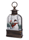 10.75" Snowman & Cardinal Dome Glitter Lantern