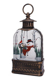 10.75" Snowman & Cardinal Dome Glitter Lantern