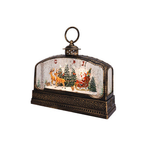 10" Extra W Santa's Sleigh Ride Glitter Lantern