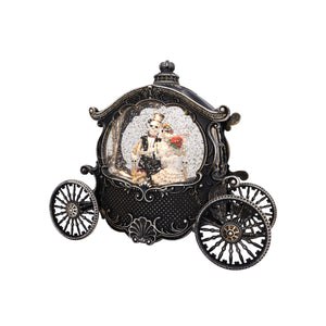 8.875" Halloween Skeleton Wedding Carriage Glitter Water Globe