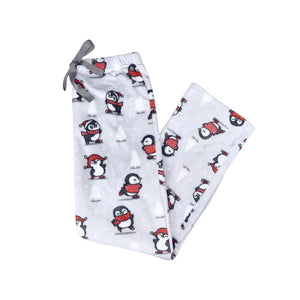 Velvety Fleece PJ Bottoms-Penguin Snowball Shuffle