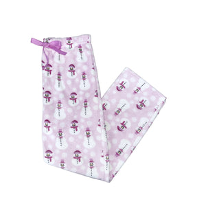 Velvety Fleece PJ Bottoms - Rosy Christmas Snowman