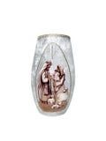 7" Holy Family Nativity Lighted Glass Vase