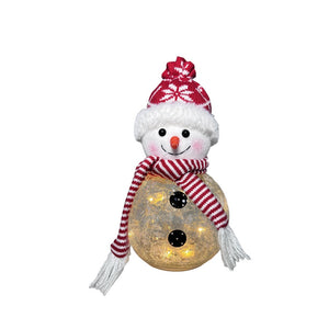 LED Lighted Candy Cane Glass Snowman 7.87"