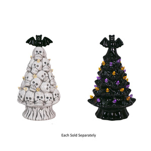 7.5" Bat Tree Top LED Lighted Halloween Ceramic Tree
