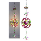 Metal Hummingbird Wind Spinner with Solar LED Light 29"