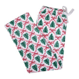 Women's Velvety Fleece PJ Bottoms Green Tree & Red Bows