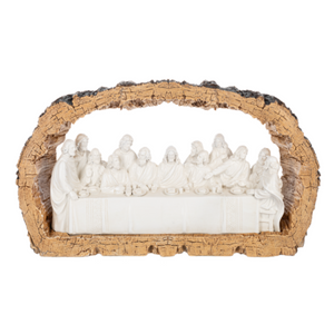8.25" The Last Supper Scene in Log Figurine