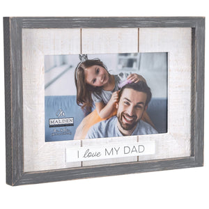 I Love My Dad Rustic Matted Picture Frame with Plaque Attachment Holds 4"x6" Photo