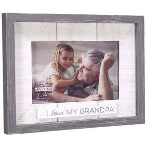 I Love My Grandpa Rustic Matted Picture Frame with Plaque Attachment Holds 4"x6" Photo