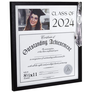 Graduate Class of 2024 3-in-1 Picture Frame Holds 4"x6" Photo, Tassel and Diploma