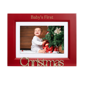 Baby's First Chrismtas Picture Frame with Mat and Metal Word Attachment Holds 4" x 6" or 5" x 7" Horizontal Photo
