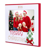 2025 Dated Merry Christmas Picture Frame with Green Tree and Red Bow Attachment Holds 4" x 6" Horizontal Photo

