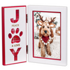 Peace Love and Paws Joy Picture Christmas Pet Hinged Frame with Laser Cut Words and Gold Foil Holds 4" x 6" Vertical Photo
