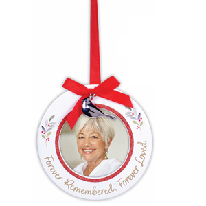 Forever Remembered Picture Frame Ornament with Bird Pendant Holds 3" Round Photo
