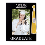 2026 Graduate Black Picture Frame Holds Tassel and 5"x7" Photo