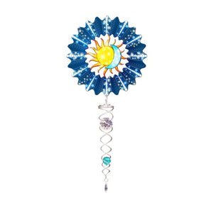 Sun and Moon Mini 6.5" Wind Spinner and 7.5" Crystal Twister Set