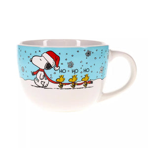 Peanuts Snoopy & Woodstock Ho Ho Ho Snowy Day Parade Holiday Ceramic Soup Mug, 24 Oz.