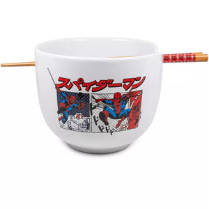 Spiderman Ceramic Ramen Bowl with Chopsticks, 20 Oz.