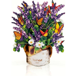 Mini Lavender & Butterflies Fresh Cut Paper Flowers Pop-Up Bouquet