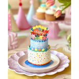 Mini Confetti Birthday Cake Fresh Cut Paper Flowers Pop-Up Bouquet